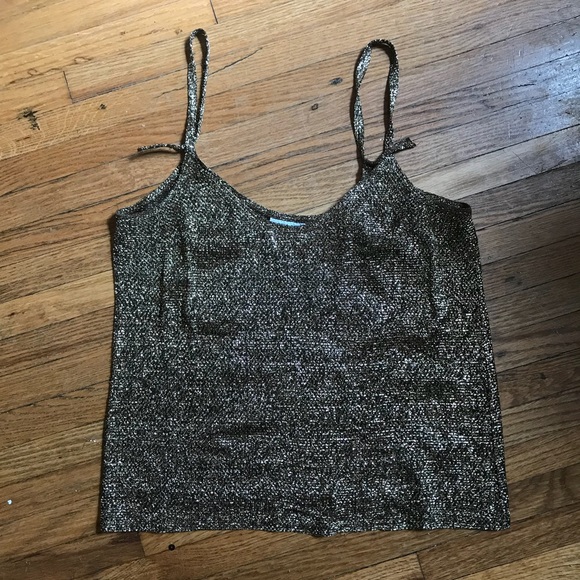 Vintage Tops - 70s Metallic Strappy Tank Top